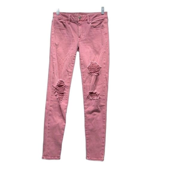 American Eagle Outfitters Pink Distressed Leggings - Picture 1 of 7